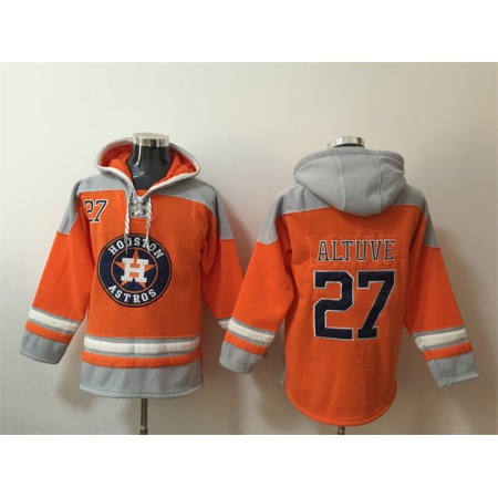 Men's Houston Astros #27 Jose Altuve Orange Ageless Must-Have Lace-Up Pullover Hoodie