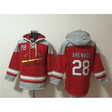 Men's St.Louis Cardinals #28 Nolan Arenado Ageless Must-Have Lace-Up Pullover Hoodie