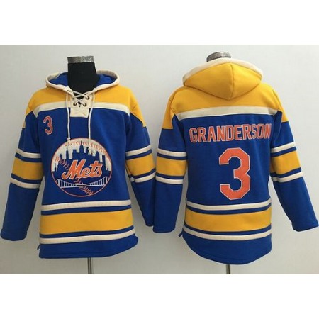 Mets #3 Curtis Granderson Blue Sawyer Hooded Sweatshirt MLB Hoodie