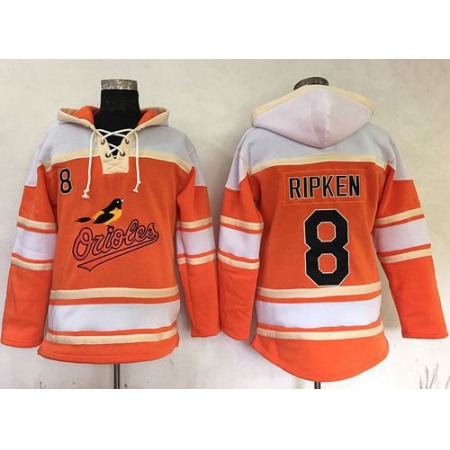 Orioles #8 Cal Ripken Orange Sawyer Hooded Sweatshirt MLB Hoodie