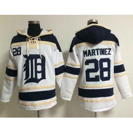 Tigers #28 J. D. Martinez White Sawyer Hooded Sweatshirt MLB Hoodie