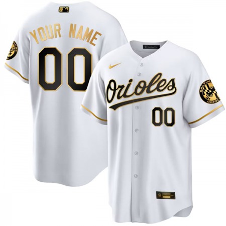 Men's Baltimore Orioles ACTIVE Player Custom 2023 Gold/White Cool Base Stitched Jersey