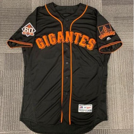 Men's San Francisco Giants Customized Black Flex Base Stitched Jersey