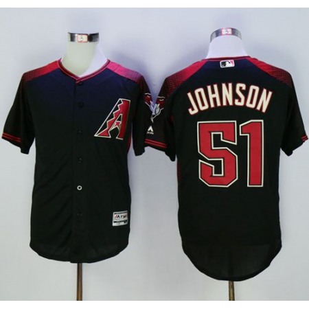 Diamondbacks #51 Randy Johnson Black/Brick New Cool Base Stitched MLB Jersey