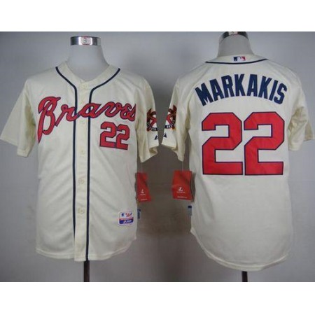 Braves #22 Nick Markakis Cream Alternate Cool Base Stitched MLB Jersey