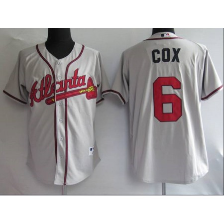 Braves #6 Bobby Cox Stitched Grey MLB Jersey