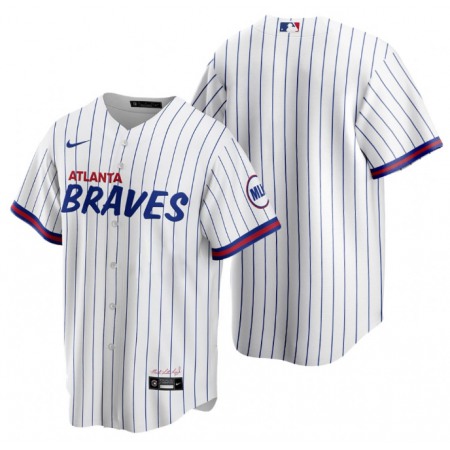 Men's Atlanta Braves Blank 2021 White City Connect Stitched Jersey