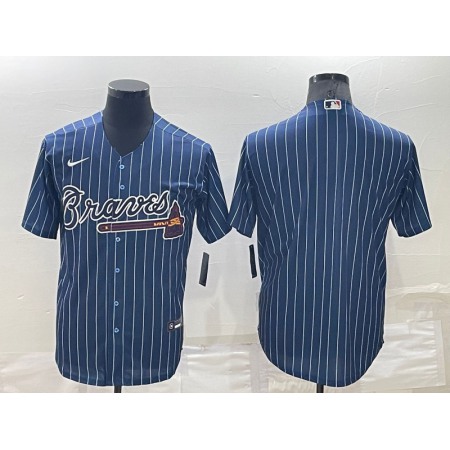 Men's Atlanta Braves Blank Navy Cool Base Stitched Baseball Jersey