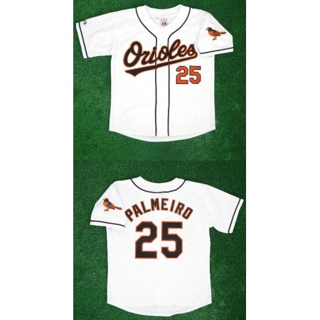 Men's Baltimore Orioles #25 Rafael Palmeiro 1995 White Home Cool Base Stitched Jersey