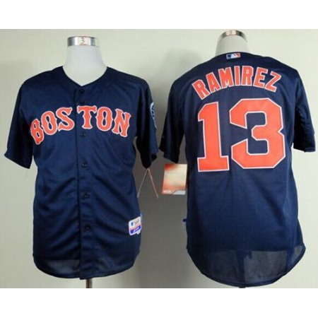 Red Sox #13 Hanley Ramirez Dark Blue Cool Base Stitched MLB Jersey