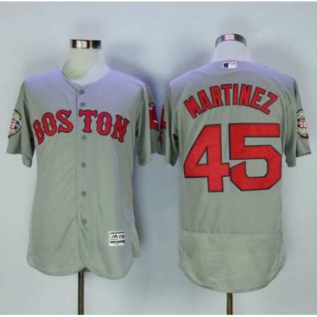 Red Sox #45 Pedro Martinez Grey Flexbase Authentic Collection Stitched MLB Jersey