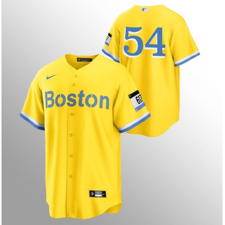 Men's Boston Red Sox #54 Martin Perez Gold 2021 City Connect Stitched MLB Jersey