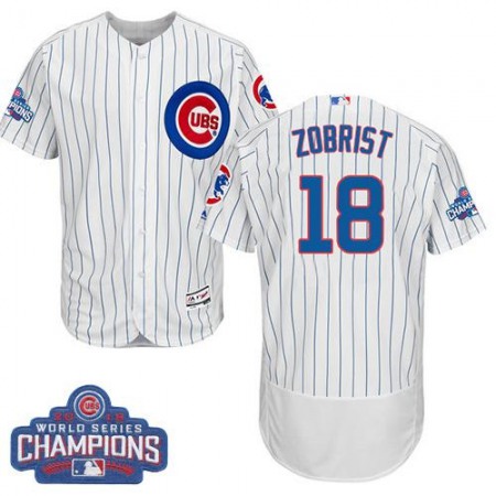 Cubs #18 Ben Zobrist White Flexbase Authentic Collection 2016 World Series Champions Stitched MLB Jersey