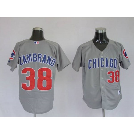 Cubs #38 Carlos Zambrano Stitched Grey MLB Jersey