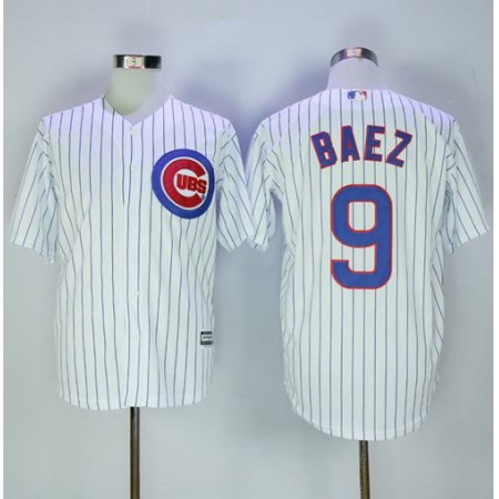 Cubs #9 Javier Baez White(Blue Strip) New Cool Base Stitched MLB Jersey