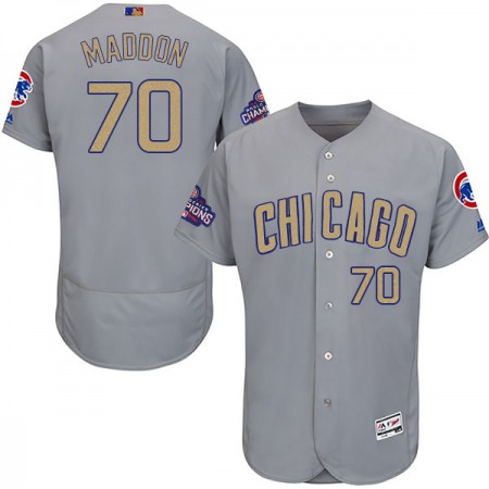 Men's Chicago Cubs #70 Joe Maddon World Series Champions Grey Program Flexbase Stitched MLB Jersey