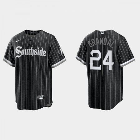 Men's Chicago White Sox #24 Yasmani Grandal Black 2021 City Connect Cool Base Stitched Jersey