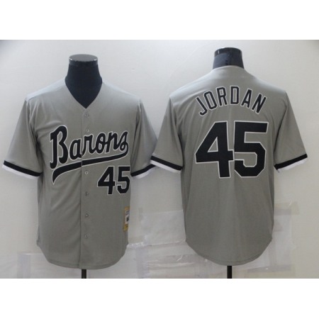 Men's Birmingham Barons #45 Michael Jordan Gray Cool Base Stitched Jersey