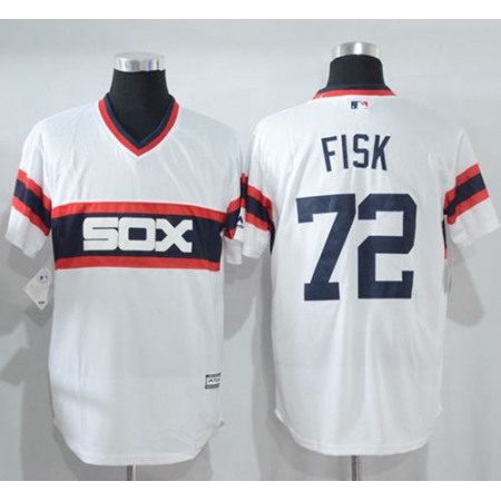 White Sox #72 Carlton Fisk White New Cool Base Alternate Home Stitched MLB Jersey