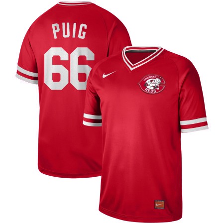 Men's Cincinnati Reds #66 Yasiel Puig Red Cooperstown Collection LegendStitched MLB Jersey