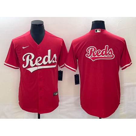 Men's Cincinnati Reds Red Team Big Logo Cool Base Stitched Baseball Jersey