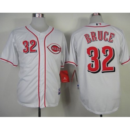 Reds #32 Jay Bruce White Cool Base Stitched MLB Jersey