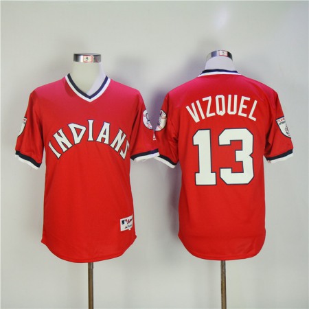 Men's Cleveland indians #13 Omar Vizquel Red Turn Back The Clock Throwback Stitched MLB Jersey