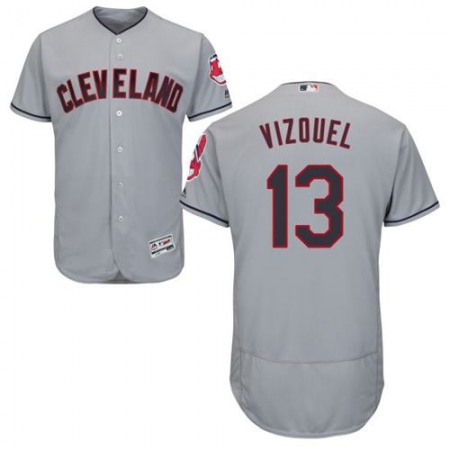 indians #13 Omar Vizquel Grey Flexbase Authentic Collection Stitched MLB Jersey