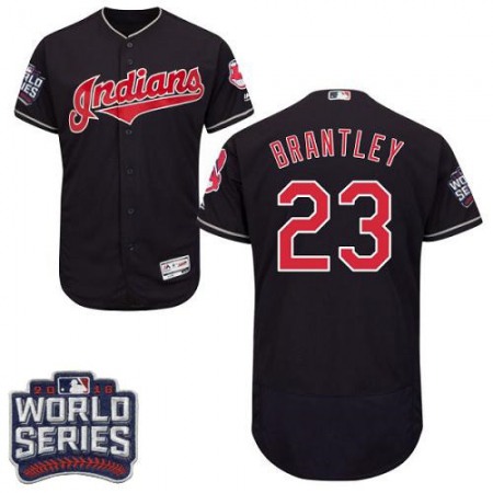 indians #23 Michael Brantley Navy Blue Flexbase Authentic Collection 2016 World Series Bound Stitched MLB Jersey