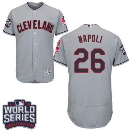 indians #26 Mike Napoli Grey Flexbase Authentic Collection 2016 World Series Bound Stitched MLB Jersey