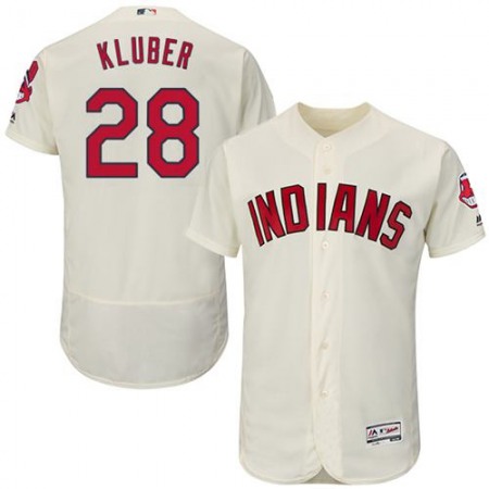 indians #28 Corey Kluber Cream Flexbase Authentic Collection Stitched MLB Jersey