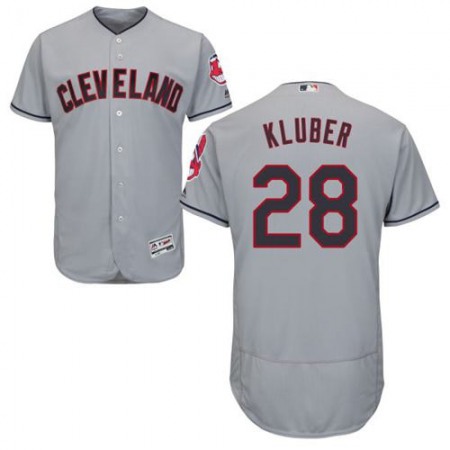 indians #28 Corey Kluber Grey Flexbase Authentic Collection Stitched MLB Jersey