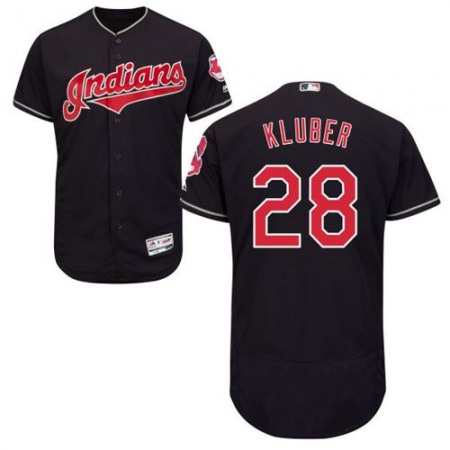 indians #28 Corey Kluber Navy Blue Flexbase Authentic Collection Stitched MLB Jersey