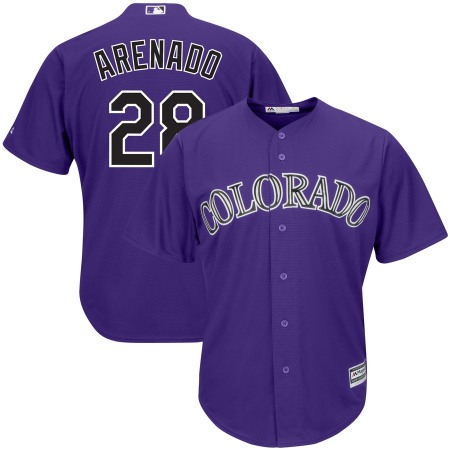 Men's Colorado Rockies #28 Nolan Arenado Purple Cool Base Stitched MLB Jersey