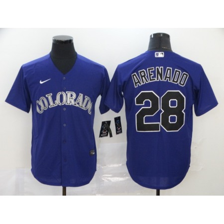 Men's Colorado Rockies #28 Nolan Arenado Purple Cool Base Stitched MLB Jersey