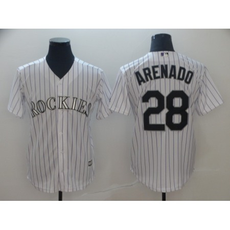 Men's Colorado Rockies #28 Nolan Arenado White Cool Base Stitched MLB Jersey