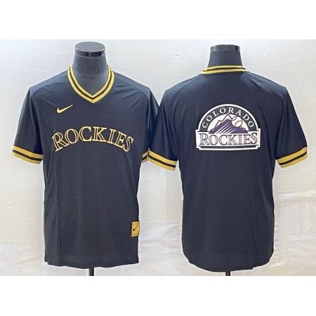 Men's Colorado Rockies Black Team Big Logo Stitched Baseball Jersey