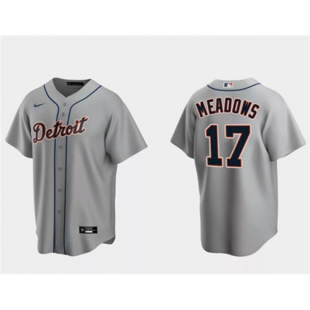 Men's Detroit Tigers #17 Austin Meadows Grey Cool Base Stitched Jersey