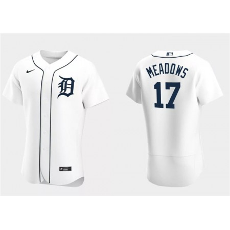 Men's Detroit Tigers #17 Austin Meadows White Flex Base Stitched Jersey