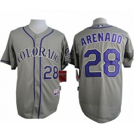 Rockies #28 Nolan Arenado Grey Cool Base Stitched MLB Jersey