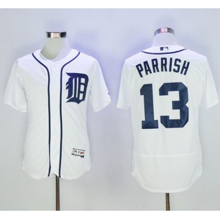 Tigers #13 Lance Parrish White Flexbase Authentic Collection Stitched MLB Jersey