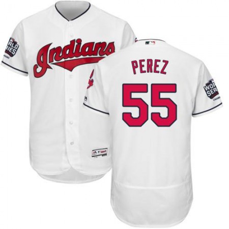 indians #55 Roberto Perez White Flexbase Authentic Collection 2016 World Series Bound Stitched MLB Jersey