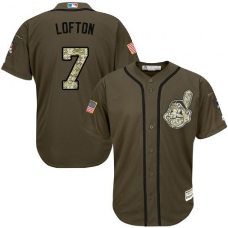 indians #7 Kenny Lofton Green Salute to Service Stitched MLB Jersey