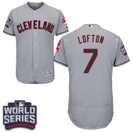 indians #7 Kenny Lofton Grey Flexbase Authentic Collection 2016 World Series Bound Stitched MLB Jersey