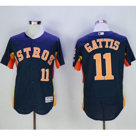 Astros #11 Evan Gattis Navy Blue Flexbase Authentic Collection Stitched MLB Jersey