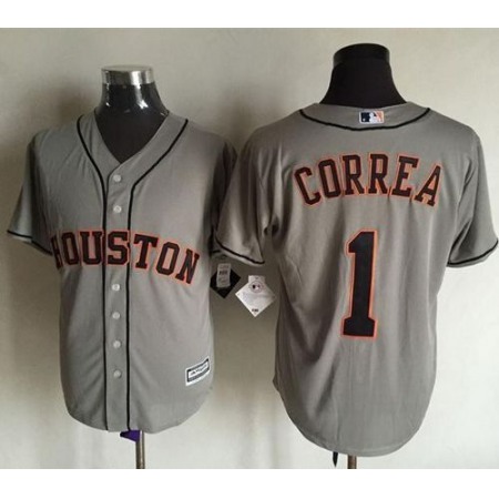 Astros #1 Carlos Correa Grey New Cool Base Stitched MLB Jersey