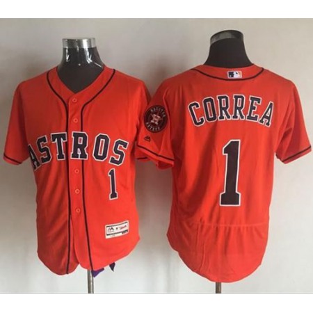 Astros #1 Carlos Correa Orange Flexbase Authentic Collection Stitched MLB Jersey