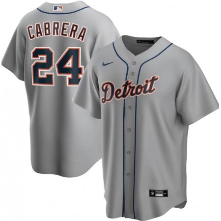 Men's Detroit Tigers #24 Miguel Cabrera Grey Cool Base Stitched Jersey