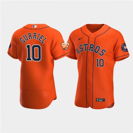 Men's Houston Astros #10 Yuli Gurriel Orange 60th Anniversary Flex Base Stitched Baseball Jersey