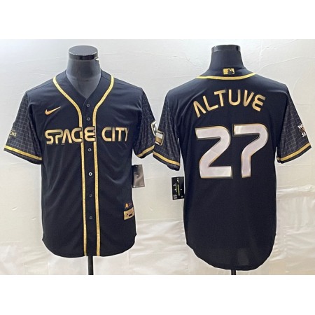 Men's Houston Astros #27 Jose Altuve Black City Connect Cool Base Stitched Baseball Jersey